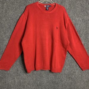 Chaps RL Crewneck Pullover Sweater Red Men Size XL 100% Cotton Crest Logo